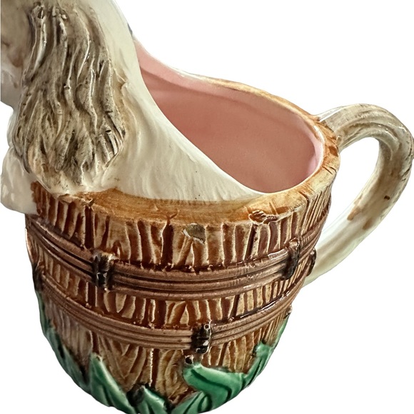 Spaniel Puppy in Barrel Creamer and Sugar Bowl w/ Lid Set VINTAGE - Picture 10 of 11